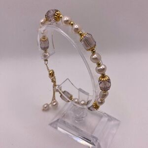 Faux Pearl & Jewel Slider Bracelet